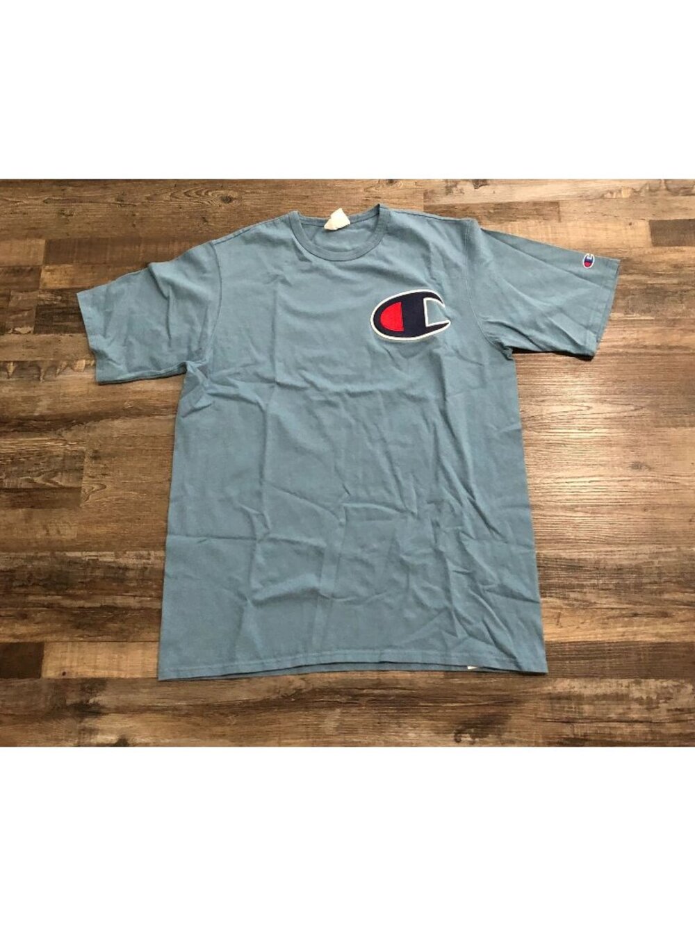 Vintage Champion Mens XL Blue Embroidered Big C Short Sleeve T Shirt